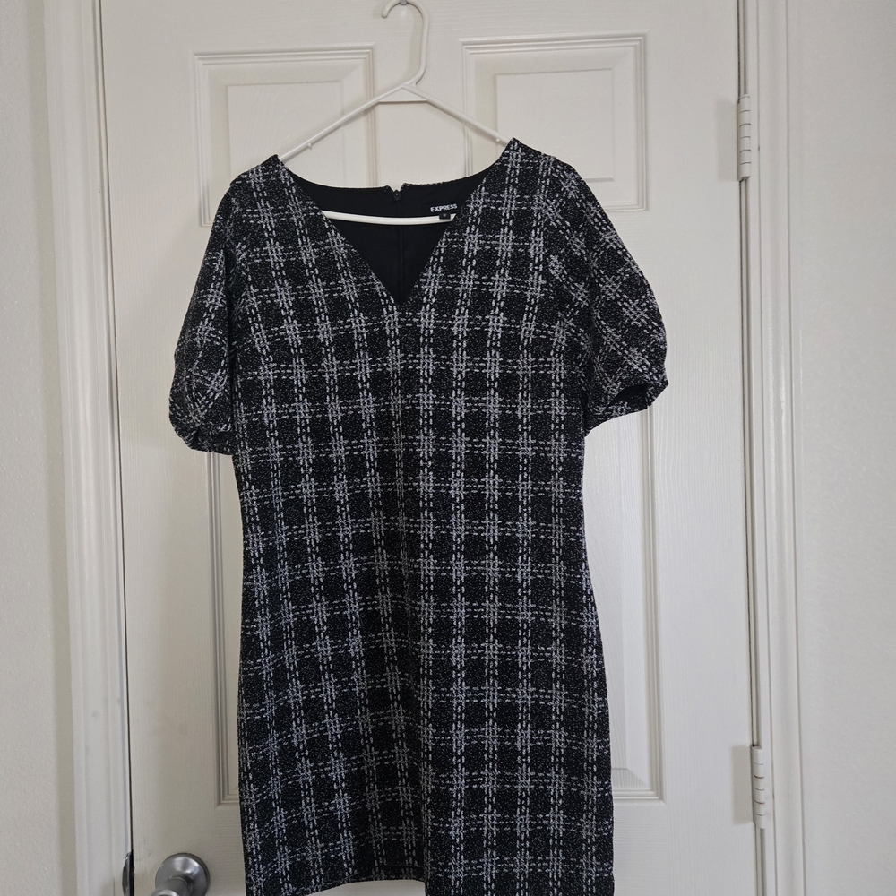 Express Black and White Patterned Mini Dress